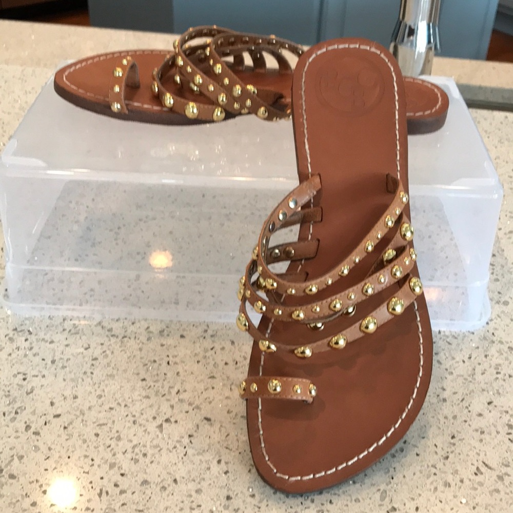 BCBG Sandals - Leather & Gold.